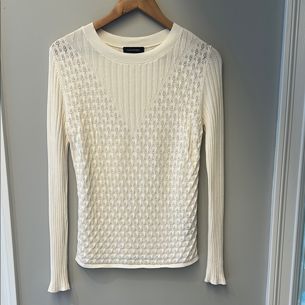 Club Monaco - Off White Textured Knit Top